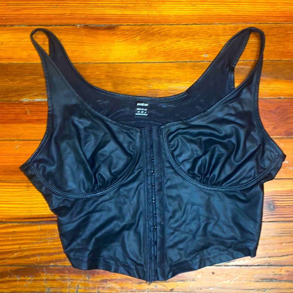 Faux Leather Corset Bra Top- Sz M